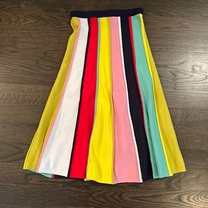 J Crew sweater midi skirt in rainbow stripe (XS)